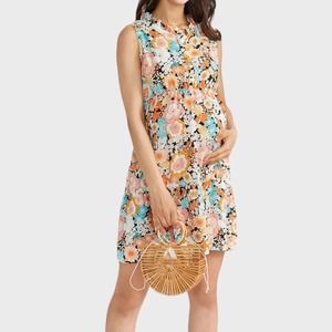 Maternity Ruffle Collar Floral Nursing Dress XL